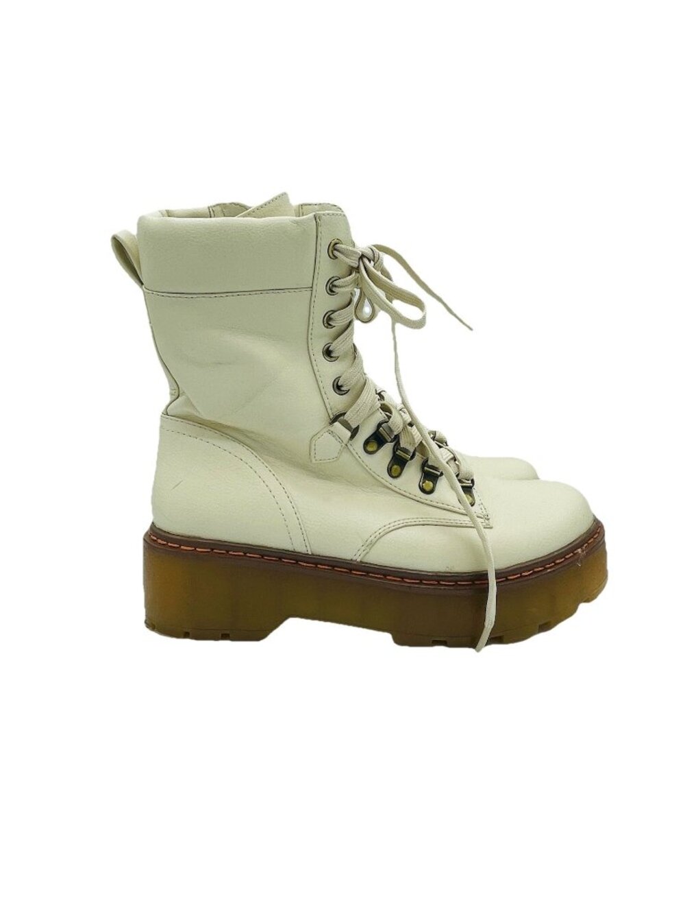 Circus by Sam Edelman Shoes Womens Size 8 M White Sanders Combat Boots Lug Zip